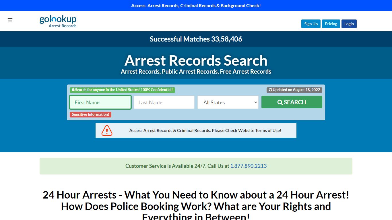 24 Hour Arrest, 24 Hour Arrest List - GoLookUp